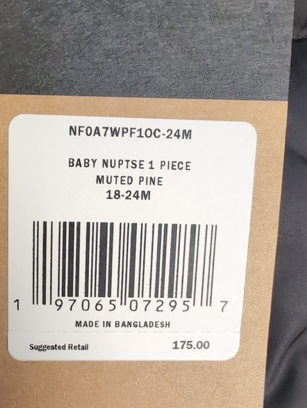 NWT 1996 Retro Nuptse Fleece One-Piece - Infants' Size 18-24M in Muted Pine Teal - Picture 4 of 12